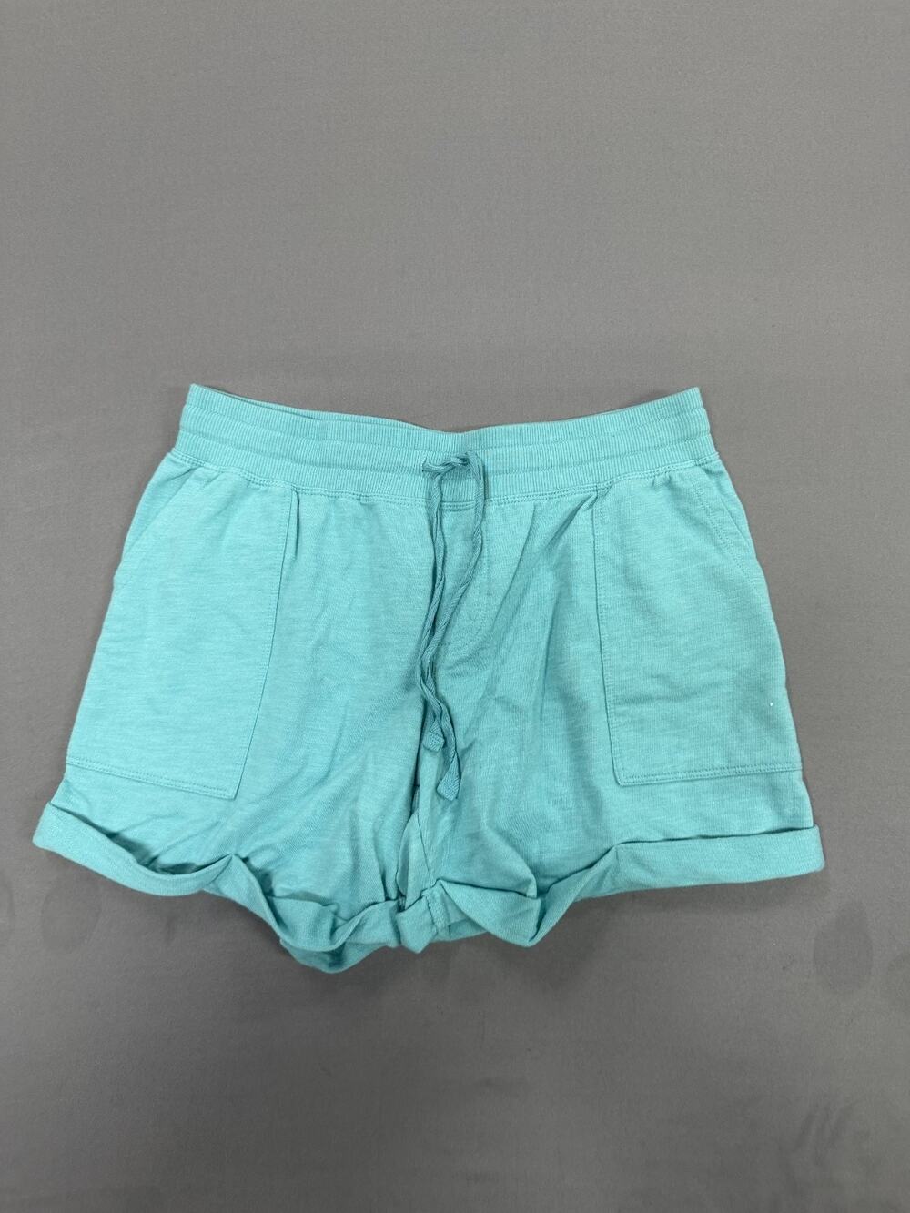 Vintage Sonoma Women's Shorts P Small Teal Cuffed Drawstring Stretch Waist Pock